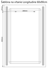 LED zrkadlo Longitudine 60x90cm studená biela - dotykový spínač