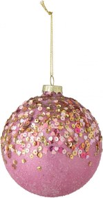 Vánoční koule skleněná Glitter, růžovo-zlatá – 10*10*10 cm