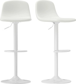 HOMCOM Set 2 Barových Stoličiek Vysoké Kuchynské Stoličky S Nastaviteľnou Výškou 84-104 cm S Operadlom A Opierkou Nôh Čalúnené PU 360° Otáčajúce Pre J