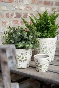 Keramický obal na kvetináč so zelenými kvetmi Ganni green L - Ø16*16 cm