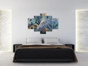 Obraz - Kone so zlatým pozadím (150x105 cm)
