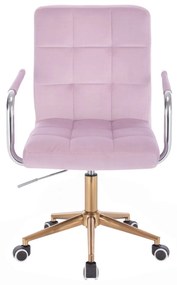 LuxuryForm DESIGN Stolička VERONA VELUR na zlatej podstave s kolieskami - levanduľa