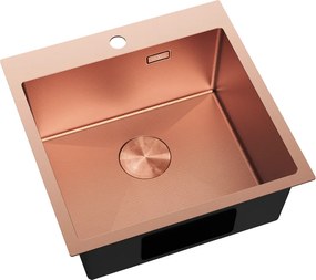 Mexen Solix, 1-komorový nerezový drez 500 x 500 mm, brúsená meď, vzor voština, 6407501000-65HC