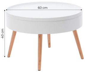 ModernHome Okrúhly konferenčný stolík s úložným priestorom, 60 cm