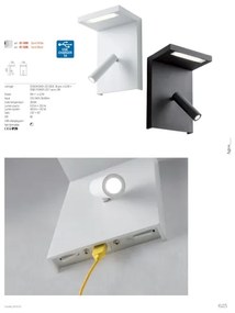 Redo 01-1500 - LED Nástenné bodové svietidlo AGOS LED/6W/230V +LED/3,2W USB čierna