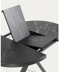 Čierny okrúhly rozkladací jedálenský stôl s keramickou doskou ø 160 cm Vashti – Kave Home