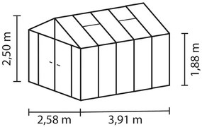 Skleník Vitavia Zeus Comfort 10000 polykarbonát 10 mm 258,4x390,8 cm hliník vr. podlahového rámu