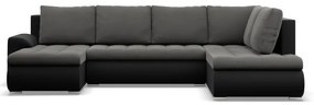 Sedacia súprava FORESTA v tvare U, pravá tmavosivá / čierna