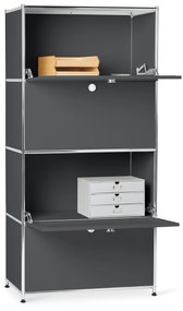 Kovová vysoká skrinka »CN3« so 4 výklopnými priehradkami, sivá