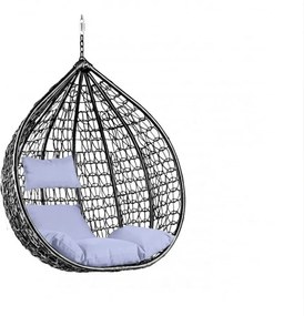 Čierne závesné kreslo KOKON bez stojanu, svetlý vankúš