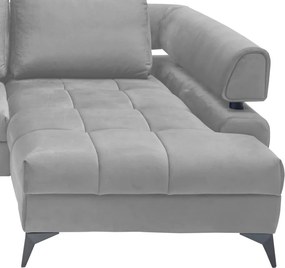 Rohová sedacia súprava Paris, svetlo šedá látka, pravý roh