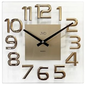 Nástenné sklenené hodiny JVD HT110.3, 32cm zlatá