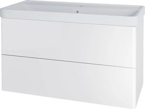 Mereo Siena, kúpeľňová skrinka s keramickým umývadlom 101 cm, biela lesk, MER-CN4121