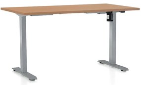 Výškovo nastaviteľný stôl OfficeTech A, 140 x 80 cm, sivá podnož, buk