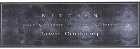 Koberec behúň Love Cooking čierny 50x150 cm