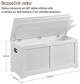 Vasagle Truhlica na sedenie  TANJA, 100x40x46cm, biela