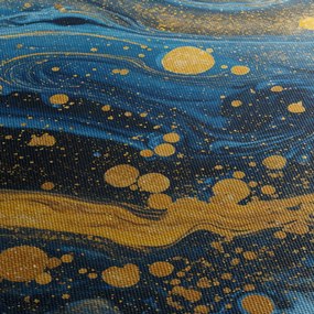 Obraz - Modrá abstrakcia so zlatom (120x50 cm)