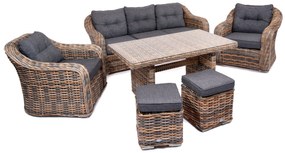 Ratanový jedálenský nábytok MONTE CARLO hnedo-sivý