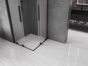 Mexen Velar Duo, sprchový kút s posuvnými dverami 80 x 80 cm, 8mm sklo námraza, čierna matná, 871-080-080-32-70