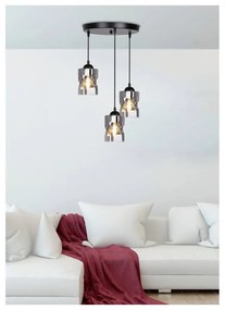 Čierne závesné svietidlo so skleneným tienidlom Felis - Candellux Lighting