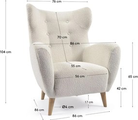 Biele kreslo z textílie buklé Patio – Kave Home