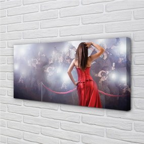 Obraz canvas Samice červené šaty ľudia 125x50 cm