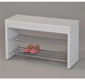 Botník s lavicou Lusia - biela / chróm