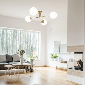 Toolight Tutumi, stropná lampa sklenené gule 4xE27 APP1248-4CP, zlatá lesklá, OSW-14037