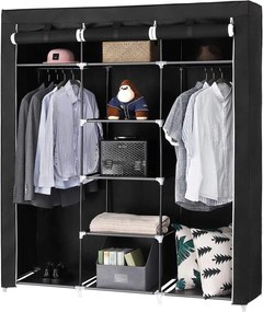 Látková skriňa XXL, modulárny šatník, čierna farba