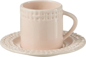 Ružová keramická šálka s tanierikom Hella Pastel Pink - 14*14*9 cm