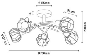 Spot-Light 8224574 - Prisadený luster VIVIANE 5xE27/60W/230V dub