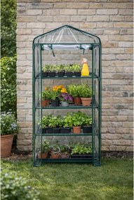 Mini fóliový skleník s policami BestBerg BBGH-158 / 68 × 49 × 158 cm / čierna/transparentná