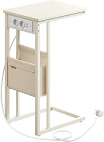 Odkládací stolek Vasagle Pama se zásuvkou a USB porty krémový