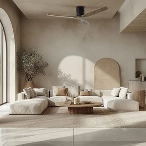 ZEVENTI - Stropný ventilátor SPELLO Wi-Fi Tuya čierna/dub + diaľkový ovládač