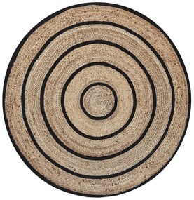 Okrúhly jutový koberec ø 140 cm béžová/čierna BUKSE Beliani