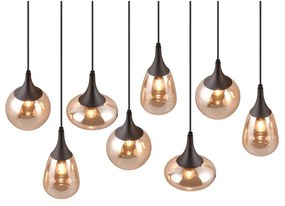 Čierno-oranžové závesné svietidlo so skleneným tienidlom Lumina – Trio