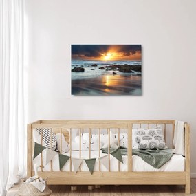 Sklenený obraz - More zaliate slnkom (70x50 cm)