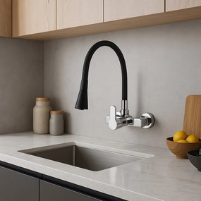 Gamma Flex 3000, nástenná drezová batéria s flexibilným ramenom, čierna-chrómová, GMA-BFXS-3000BK