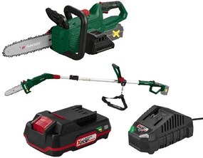 Parkside®  Aku odvetvovač Pahe 20-Li E5 + Aku reťazová píla Paks 20-Li E5 + Akumulátor 20 V/2 Ah + Nabíjačka 20 V/2,4 A  (800011463)