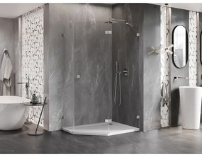 Mexen Lunar, pravý výklopný päťuholníkový sprchový kút 100 x 80 cm, 8mm číre sklo, oceľový profil, 831-100P-080L-97-00-P