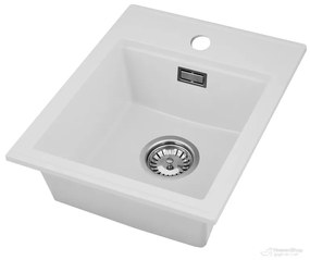 Gamma Modern 4050, 1-komorový granitový drez 400x500x180 mm, biela, GMA-ZM-4050-WH