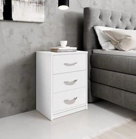 Nočný stolík s 3 zásuvkami Pepe, biely