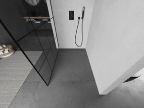 Mexen Kioto, sprchová zástena Walk-In 130 x 200 cm, 8mm číre sklo čierny vzor, grafitový profil, 800-130-101-66-77