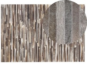 Kožený koberec 140 x 200 cm hnedá/sivá/béžová TUZLUCA Beliani