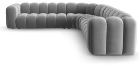 Svetlosivá zamatová modulárna rohová pohovka Lupine – Micadoni