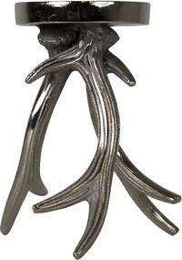 Strieborný kovový svietnik Austin s parohy - 11,5 * 11,5 * 19cm