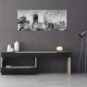 Obraz - Coffee art city (120x50 cm)