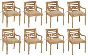 Batavia stoličky s podložkami 8 ks tíkový masív 3073352