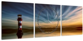 Obraz majáku (s hodinami) (90x30 cm)