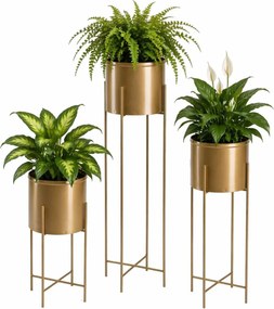 KOVOVÝ KVETINÁČ SO STOJANOM GOLDEN 95X21 CM ZLATÁ